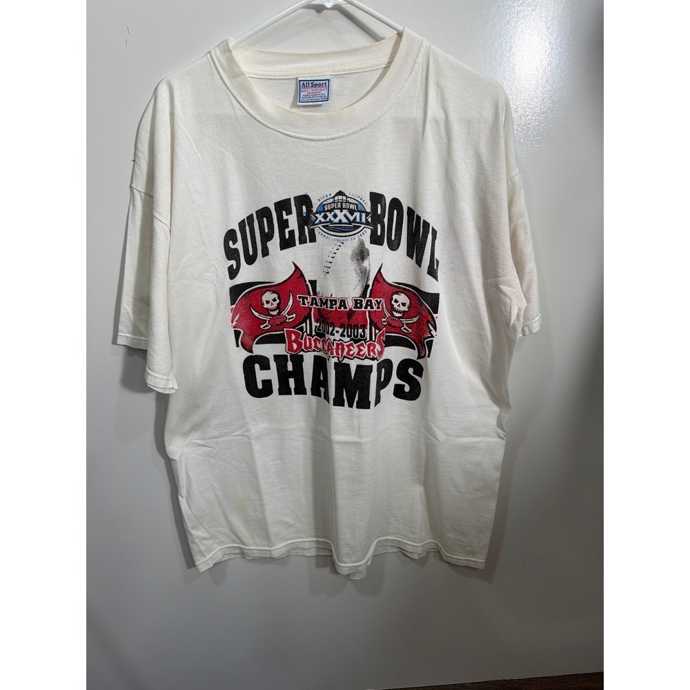 Vintage Tampa Bay Buccaneers Super Bowl XXXVII Champs T Shirt All Sport White XL - Picture 5 of 8